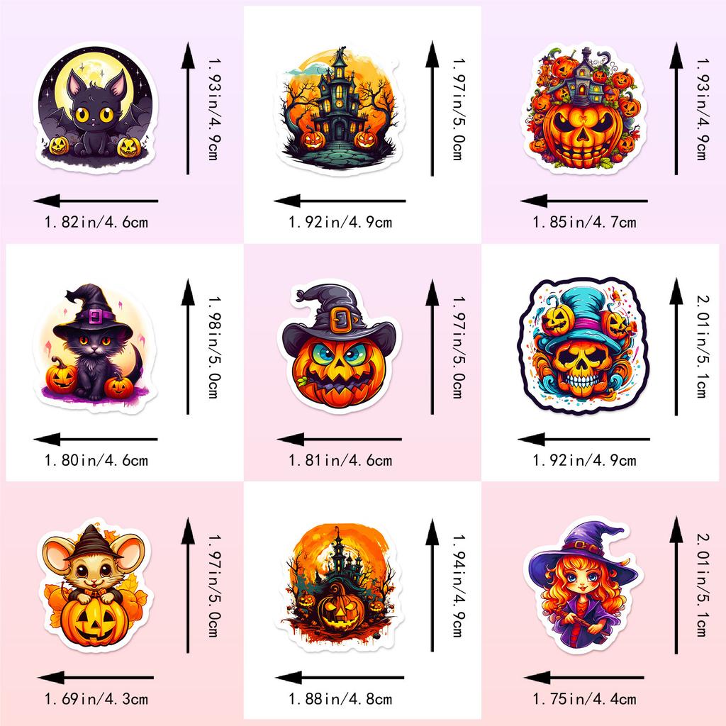 50-Pack Halloween Stickers - Waterproof Vinyl Decals For Party Decor, Crafts & Scrapbooking
