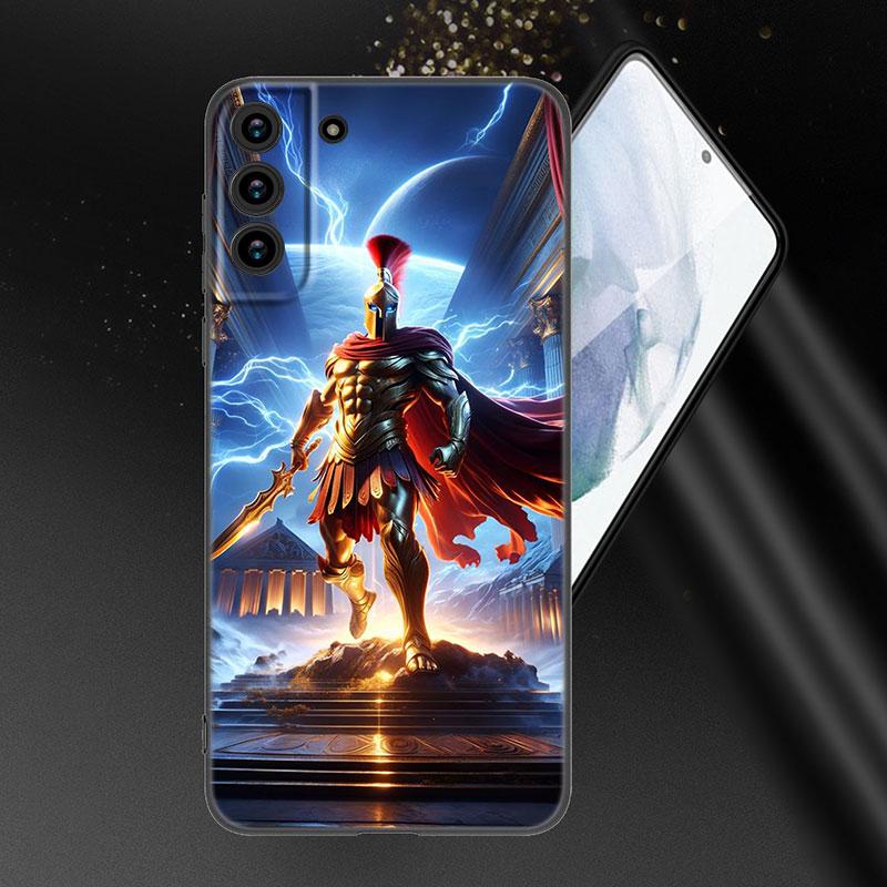 Spartan Black Silicone Phone Case For Samsung Galaxy S23 S21 S20 FE S24 S22 Ultra S10E S10 S9 S8 Plus