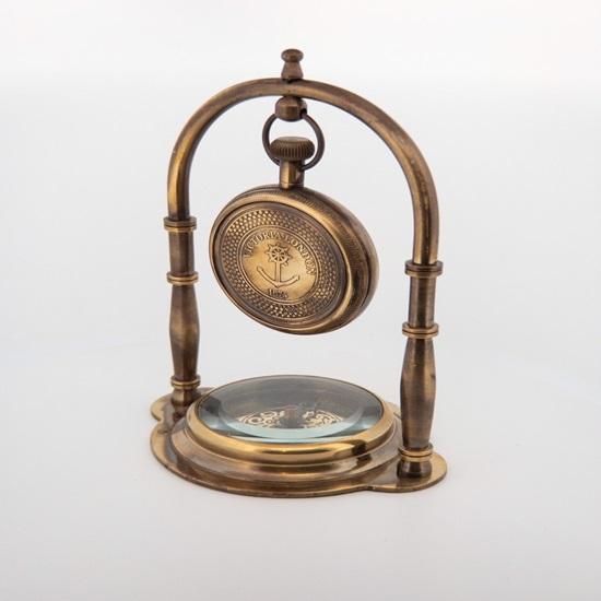 15.24 Cm Victorian Nautical Style Desk Clock and Compass Shelf Mantle Clock, Home Office Decor, Classical Fireplace Decoration