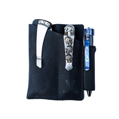 VIPERADE PJ12 Kleiner EDC-Taschen-Organizer aus Leder für die Mini-Tasche, doppelter EDC-Taschen-Organizer aus Leder für Messer, Taschenlampe, Lederholster mit