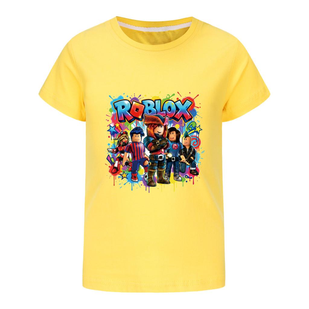 5578 Детская футболка с принтом Roblox, короткий рукав, круглый вырез 100cm жёлтый