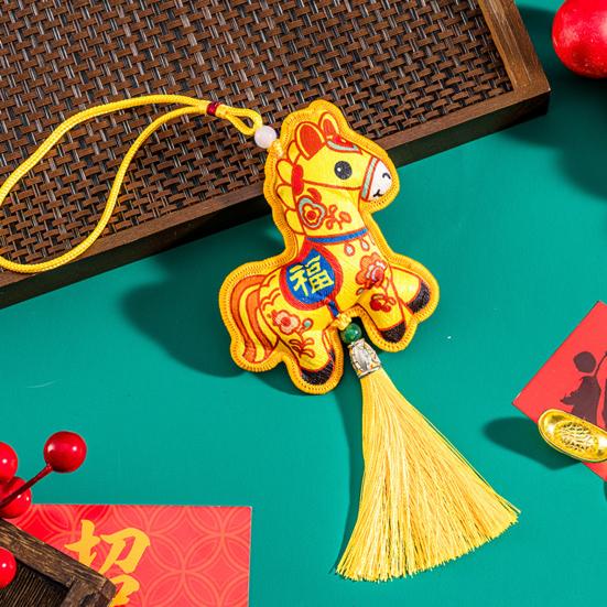 2026 Chinese New Hanging Pendant Zodiac Animal Year Horse Lucky Feng Shui Charm with Tassel/Bell