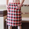 Men's Plaid Cotton Nightgown - Breathable, Sweat-Absorbing Casual Home Bath Skirt 015JJQ