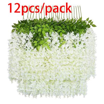 12 pezzi di fiori di glicine artificiale stringa appesa ghirlanda all'aperto matrimonio giardino arco decorazione casa festa decorazione fiore finto