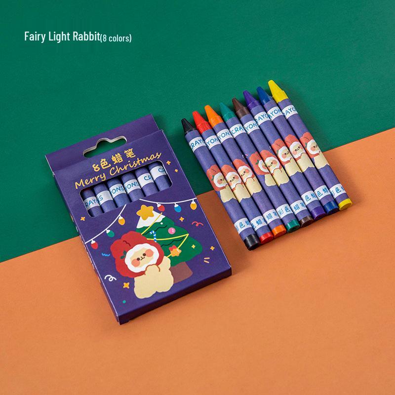 Cartoon Christmas Crayons: Non-Staining Oil Pastels, 8 or 12 Colors - Perfect Small Gifts for Kids