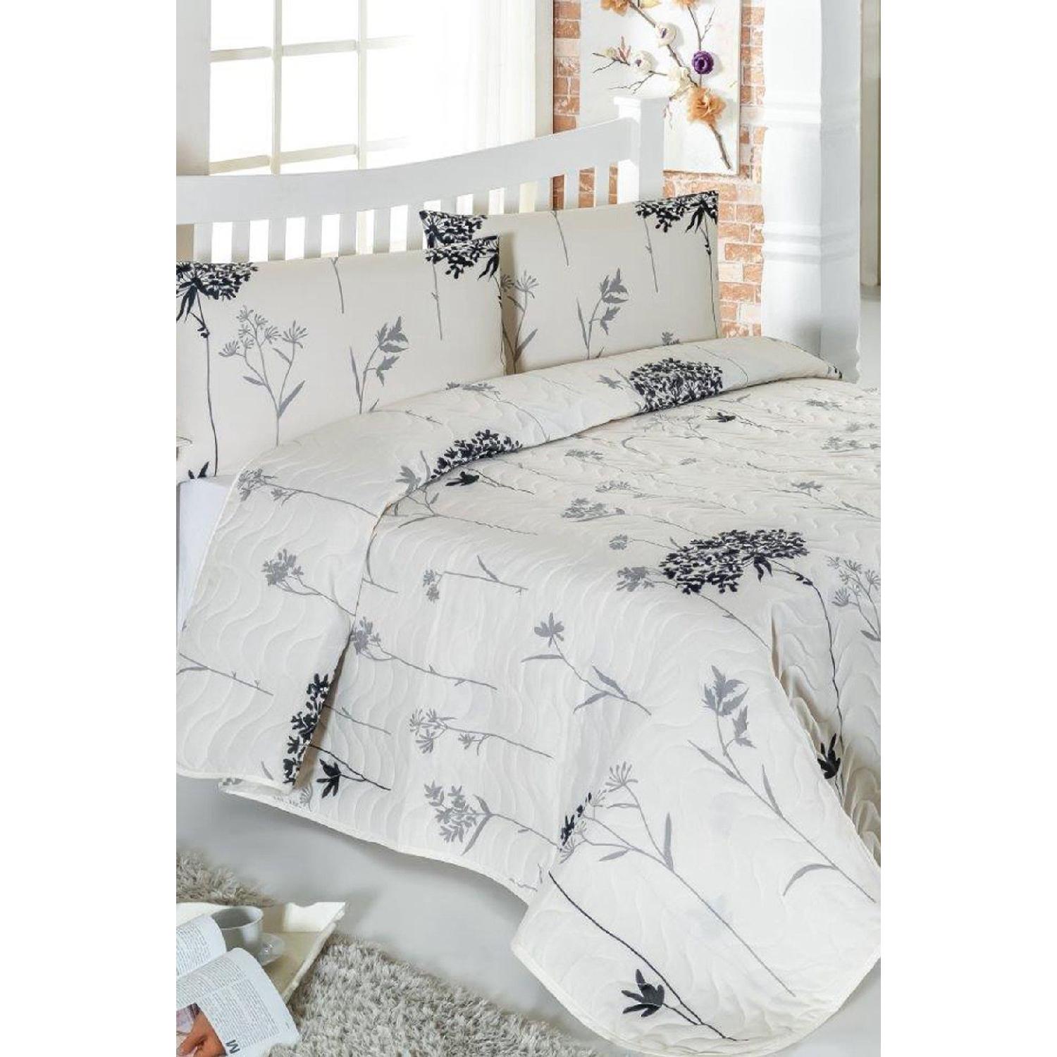 

Quilted Bedspread Set Double Efil Beige-grey