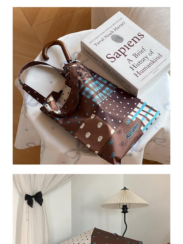 Korean Style Sun & Rain UV Protection Umbrella for Women - Manual Foldable with Curved Hook and Black Glue Sunshade