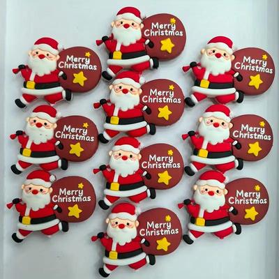 10Pcs Santa Claus Christmas Cake Topper Decoration Merry Christmas Party Cupcake Topper DIY Desserts Decoration Baking Tools