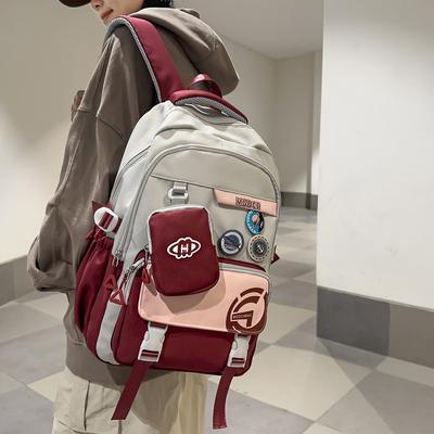 Sac à dos élégant et exquis à couleur contrastante grande capacité 24 nouveau cartable pour élèves du primaire et du collège garçons et filles