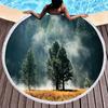 Forest Round Beach Towel Natural Scenery Beach Blanket with Tassels Microfiber Country Woodland Tree Circle Bath Towel Yoga Mat