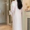 Women's Vintage Velvet Stand Collar Frog Button Robe Pajama Set