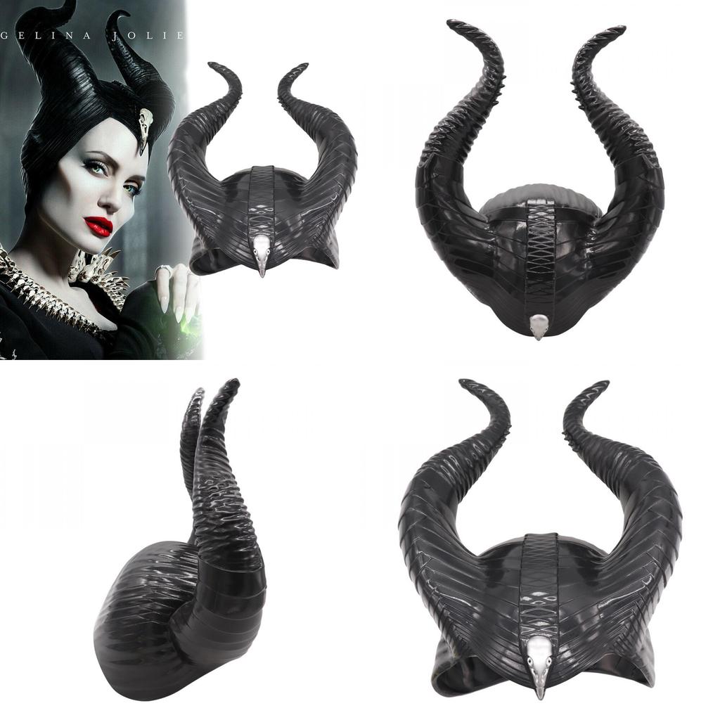 Urocza Maska Cosplay Czarownicy Maleficent 2 Władczyni Zła z Uderzającymi Czarnymi Rogami