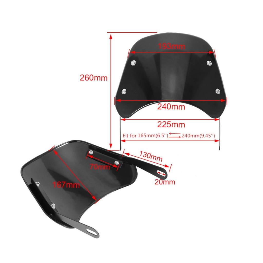 Retro Motorcycle Windshield with Headlight Bracket Screw-Fastened