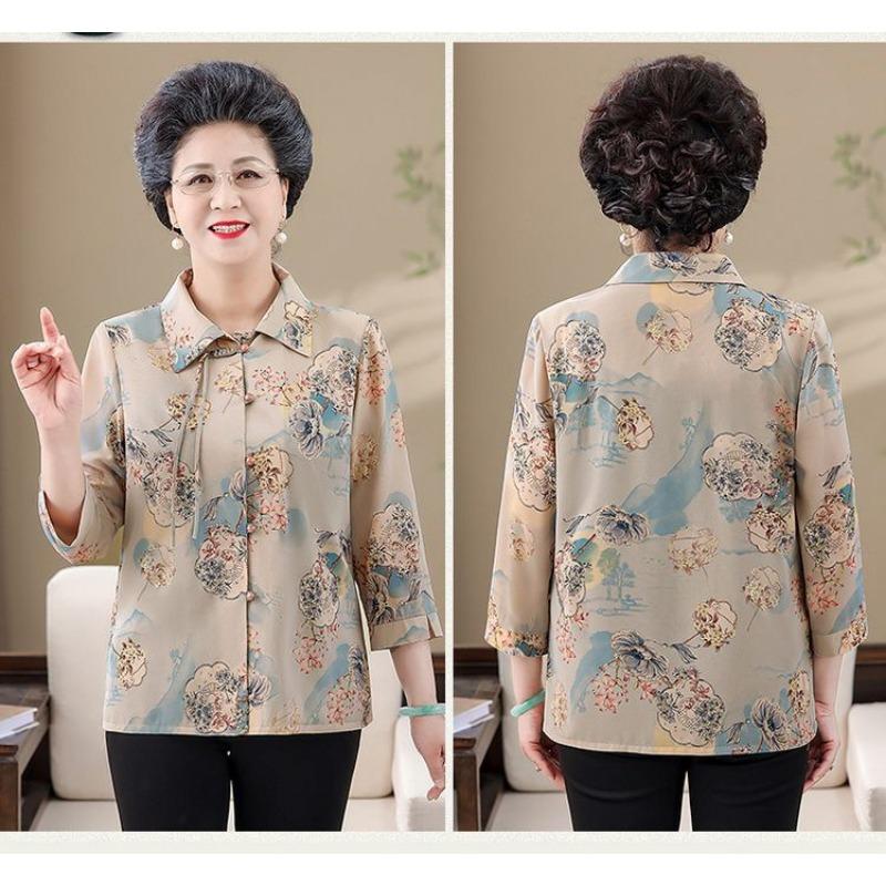 New Summer Shirts for Middle-aged and Elderly People Three-quarter Sleeve Summer Cardigan Shirts
