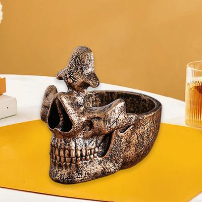Creative Skull Glasses Stand Holder with Storage Tray for Desktop Eyeglass Frame Bracket Ornament Display