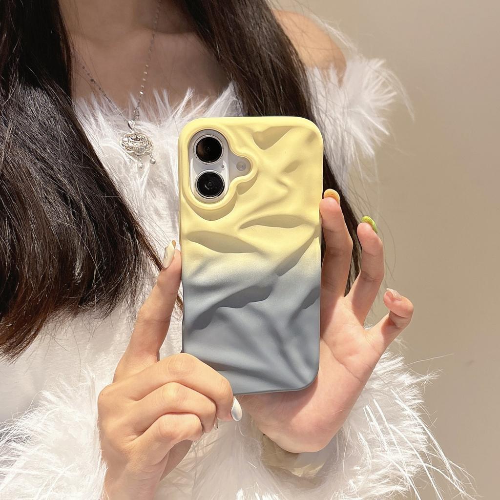 Advanced sense three-dimensional folds gradual change mobile phone case for apple 16promax new iphone15/14/13 tide
