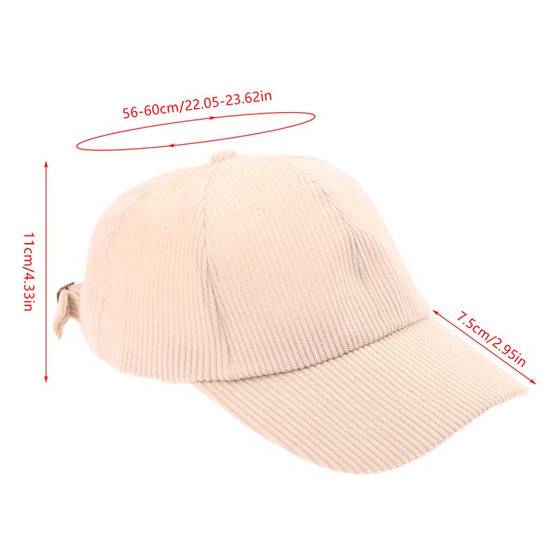 Corduroy Baseball Cap For Women Men Cotton Solid Color Adjustable Sunhat Sport Snapback Caps Autumn Warm Hip Hop Fishing Hat