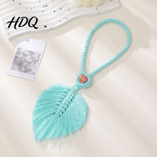 Rental Friendly Curtain Accessory Braided Leaf Tieback Boho Cotton Rope Holder Fringe