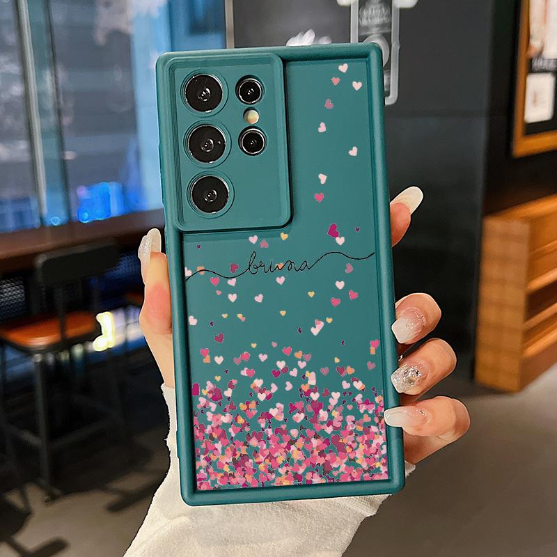 

Для Samsung S24 FE S23 Plus S22 Ultra S21 FE S20 A54 A52 A34 A15 A14 чехол для телефона с рисунком в виде маленького сердца с рисунком из мягкого силикона, противоударный чехол Samsung A54 5G зелёный