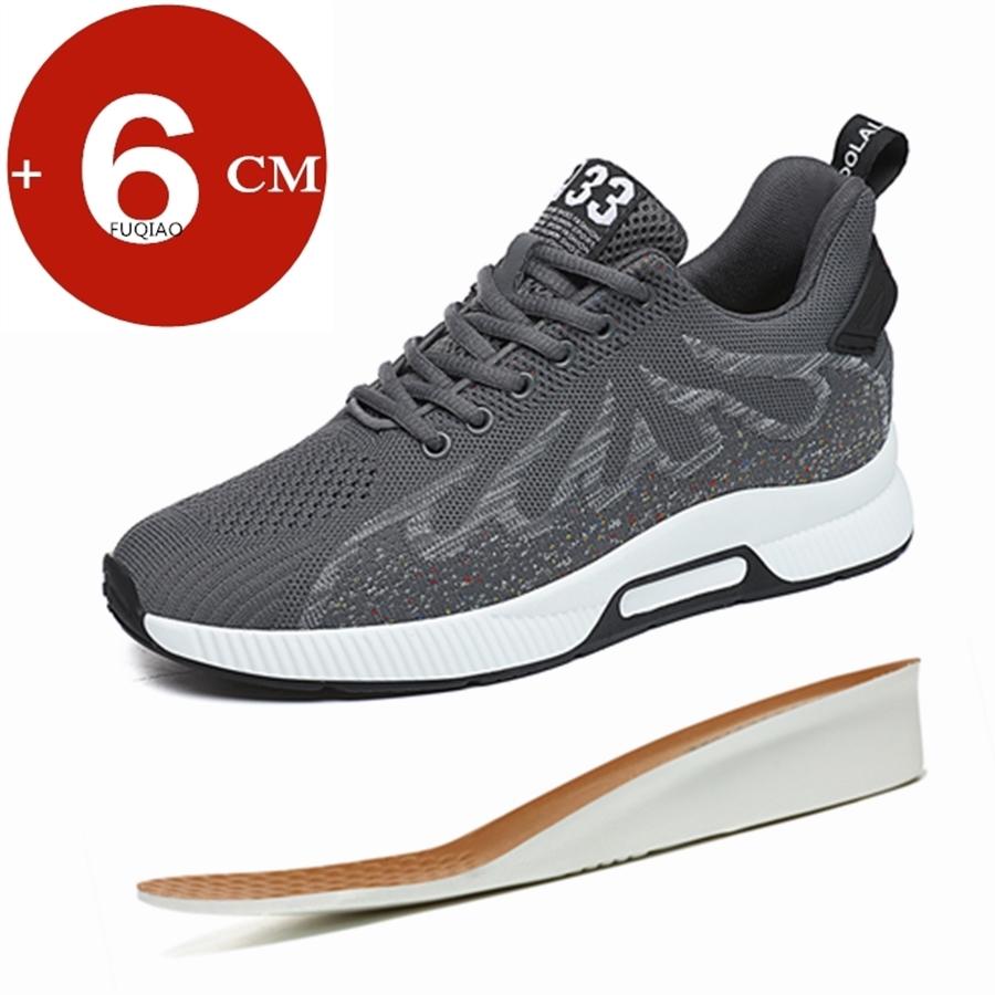 Fashion Man Sneakers Height Lift Insoles 6cm Inserts for Men Elevator Shoes Taller Hidden Heels Breathable Casual Heightening Shoes