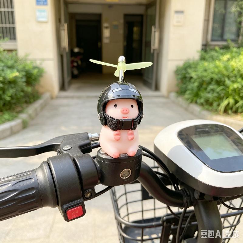 Wind Broken Car Cute Little Pink Pig With Helmet Propeller Wind-Breaking Duck Road Bike Motor Helmet Riding Cycling Car Decor