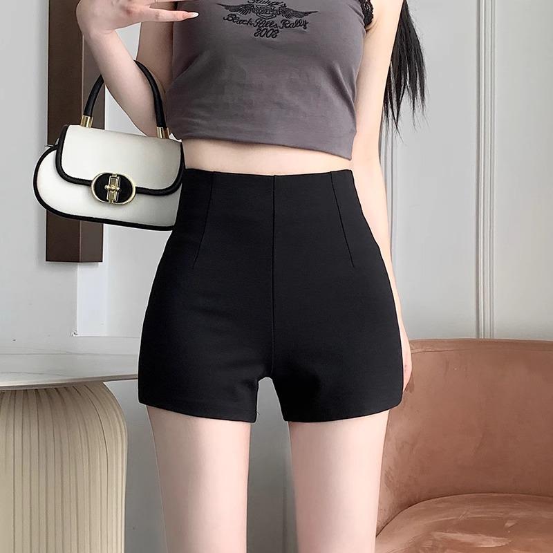 

2024 Летние черные шорты с высокой посадкой для женщин – Стильные шорты для бедер, защищающие от просвечивания S чёрный