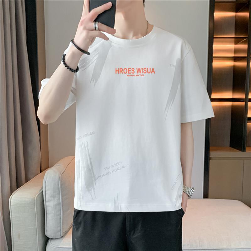 

Dmo Men s Summer Short-sleeved T-shirt Round Neck Half-sleeved Bottoming Shirt Printed Large Size Men s M-8XL XL білий