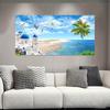 Nordische Blaue Meereslandschaft Santorini Leinwandbild Wandkunst Landschaft aus Blauem Meer und Himmel Poster und Drucke für Wohnzimmer Zuhause