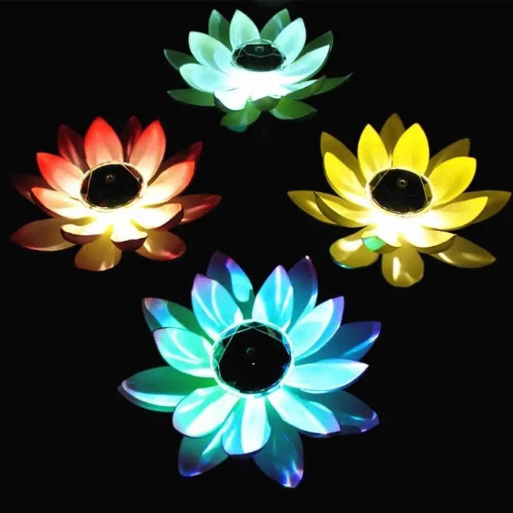 RGB Solar Floating Lotus Light Waterproof Lotus Night Lamp Decor Water Floating Lamp Pool