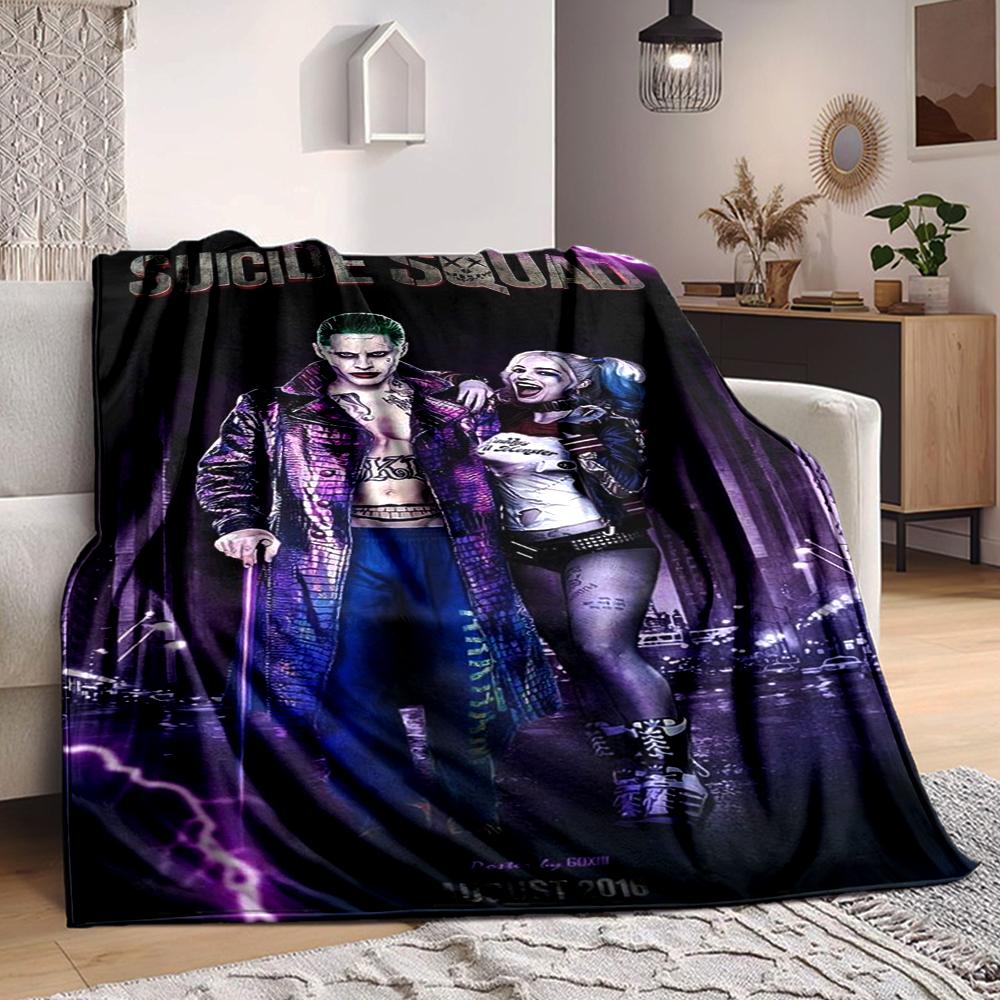 1Pc Suicide Squad Chaos Flannel Blanket, Soft And Comfortable, Casual Warm, Camping Travel, Christmas, Halloween Xmas Gift L1246