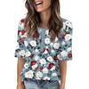 Shirts For Women Trendy Round Neck Button T Shirts Printed  Blouse Half Sleeve Tops For Women