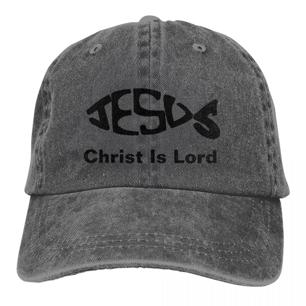 Baseball Cap Jesus Fish Christ Is Lord Outfit Men Women Casual Distressed Denim Fishing Lover Headwear Gift
