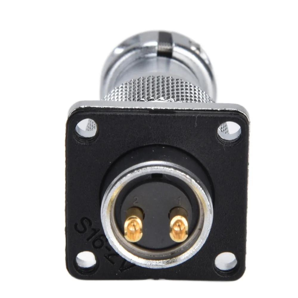 WS16 2 Pin Aviation Connector Adapter AC 500V 10A Waterproof Aviation Plug Socket Metal Threaded Zinc Alloy Power Connector