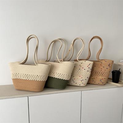 2025 New Woven Women's Bag New Beach Bag Large Capacity Shoulder Bag Straw Bag Retro Wind Bucket Tote Bag Tide