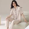 Lycra cotton couple pajamas summer pure cotton short-sleeved trousers loose and cool can be worn outside men's loungewear suit