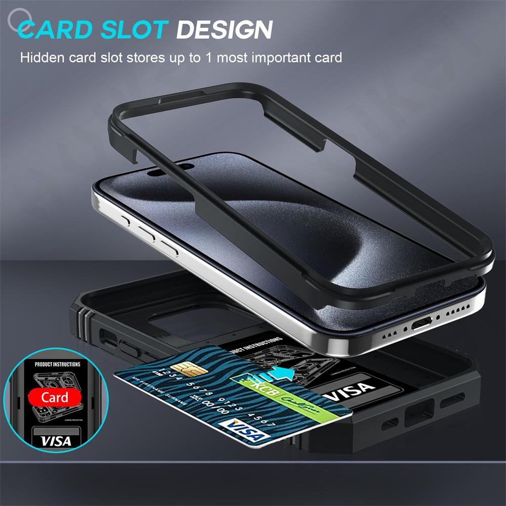 Custodia per iPhone 15 14 13 12 11 Pro XS Max XR 8 7 Plus fotocamera scorrevole grado militare protezione armatura rotazione di 360 gradi armatura copertura