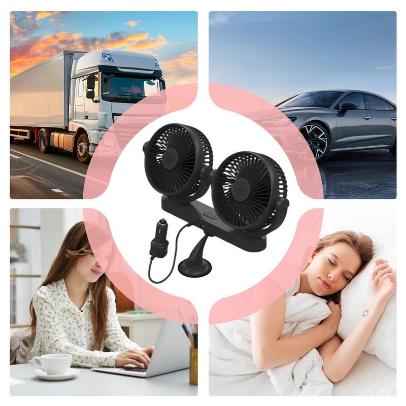 Portable Car Fan USB Car Fan Auto Cooler Cool Gadgets Air Conditioner 360 Degree Rotatable 3 Speeds Suction Cup 12V 24V Cooler