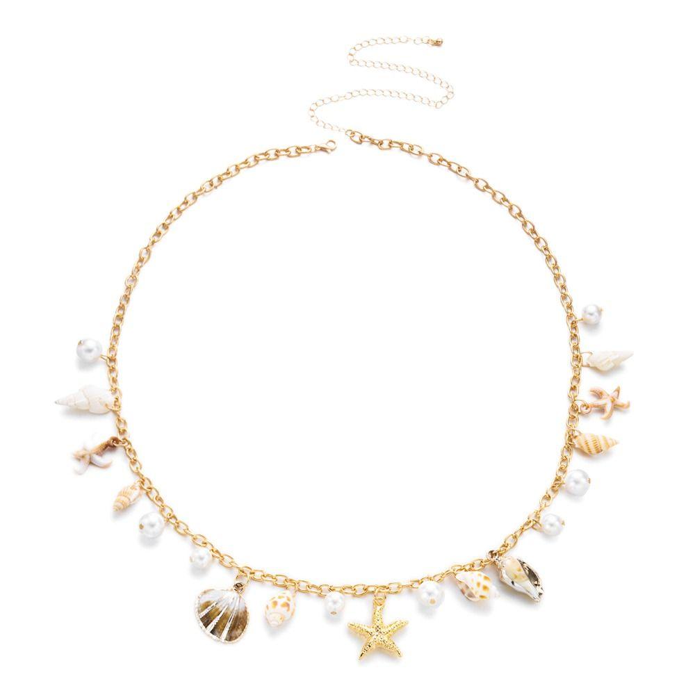 Minimalist Starfish Shell Waist Chain Conch Bohemian Body Chain Beads Belly Chain  Beach Jewelry
