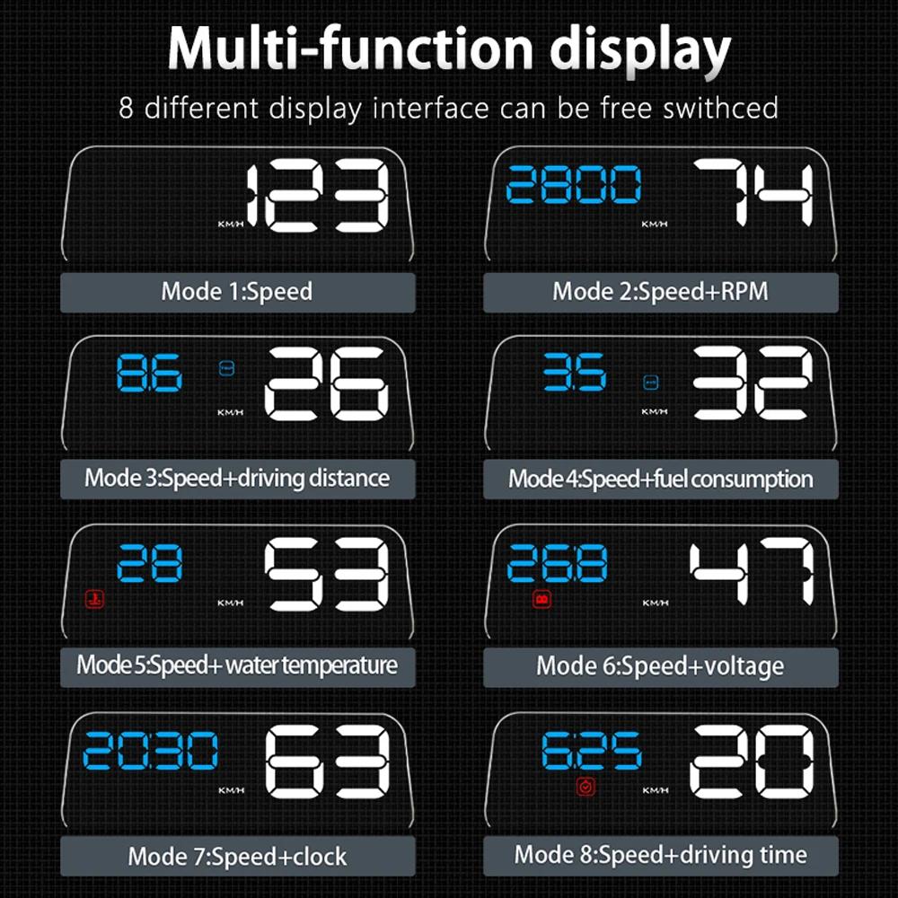 AD OBD/GPS HUD C500 T900 Head Up Display Mirror Projector On Board Computer Alarm Cartronics Accessories Speedometer d