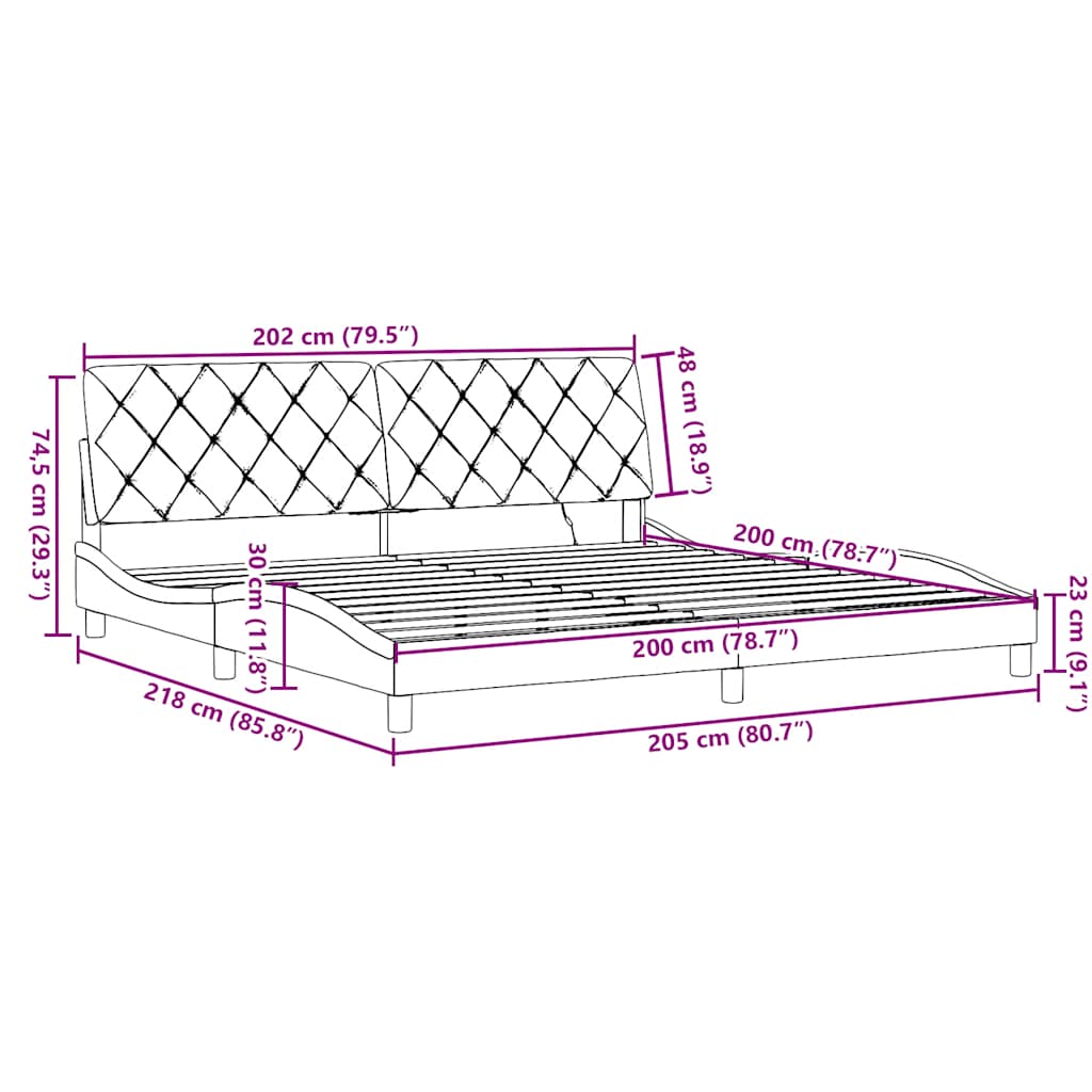 LED Bed Frame without Mattress Light Grey 200x200 cm Fabric