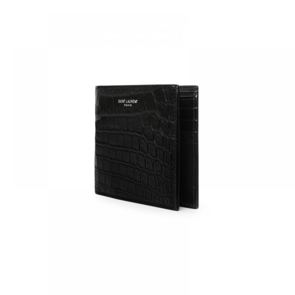 Saint Laurent Classic East West Crocodile Embossed Wallet 396307 Dzede