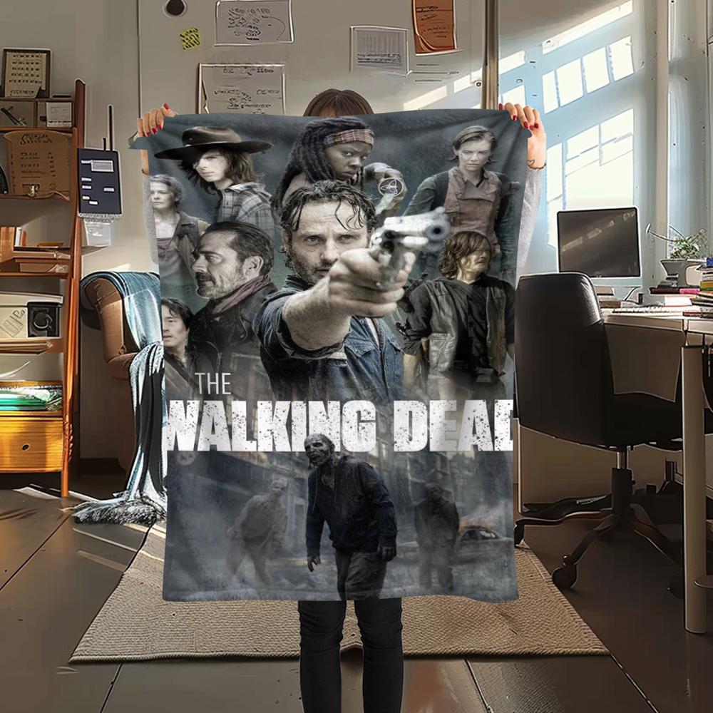 1Pc Walking Dead Print Flannel Blanket, High Quality Comfortable for All Seasons, Home Decor, Warmth and Comfort, Perfect for Gifts