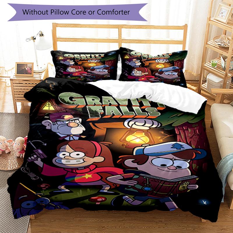3pcs Gravity Falls Bedding Set Duvet Cover Closure Includes 1 Duvet Cover & 2 Pillowcases, Soft and Comfortable for All Seasons.