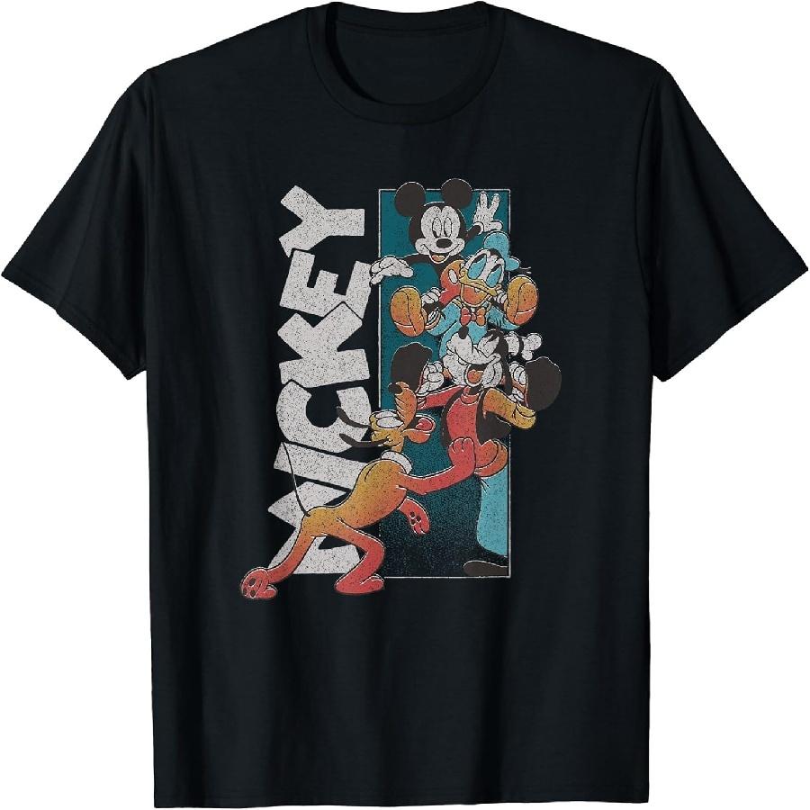 Дисней Микки Классический Винтажный Друг Сложенный Постер Футболка XXXXXL чёрный