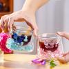 Double Walled Glass Coffee Mugs with Dried Flowers 150ml Heat Resistant Glass Tumbler for Home Office Afternoon Tea Cups Unique Gifts for Women