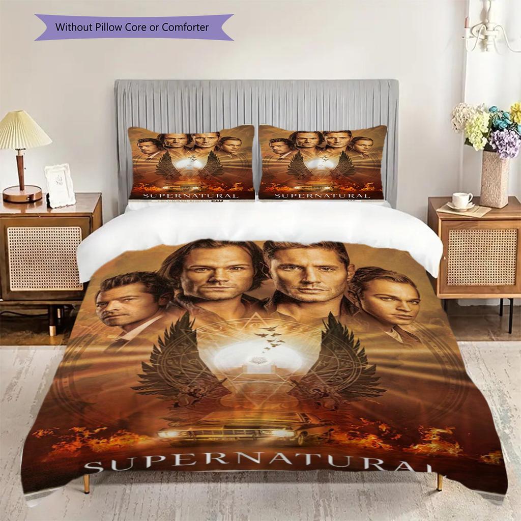 Supernatural Mysteries Bedding (1 * Duvet Cover + 2 * Pillowcase, Without Core) 2D Flat Christmas Birthday Gift Duvet Cover and Pillowcase