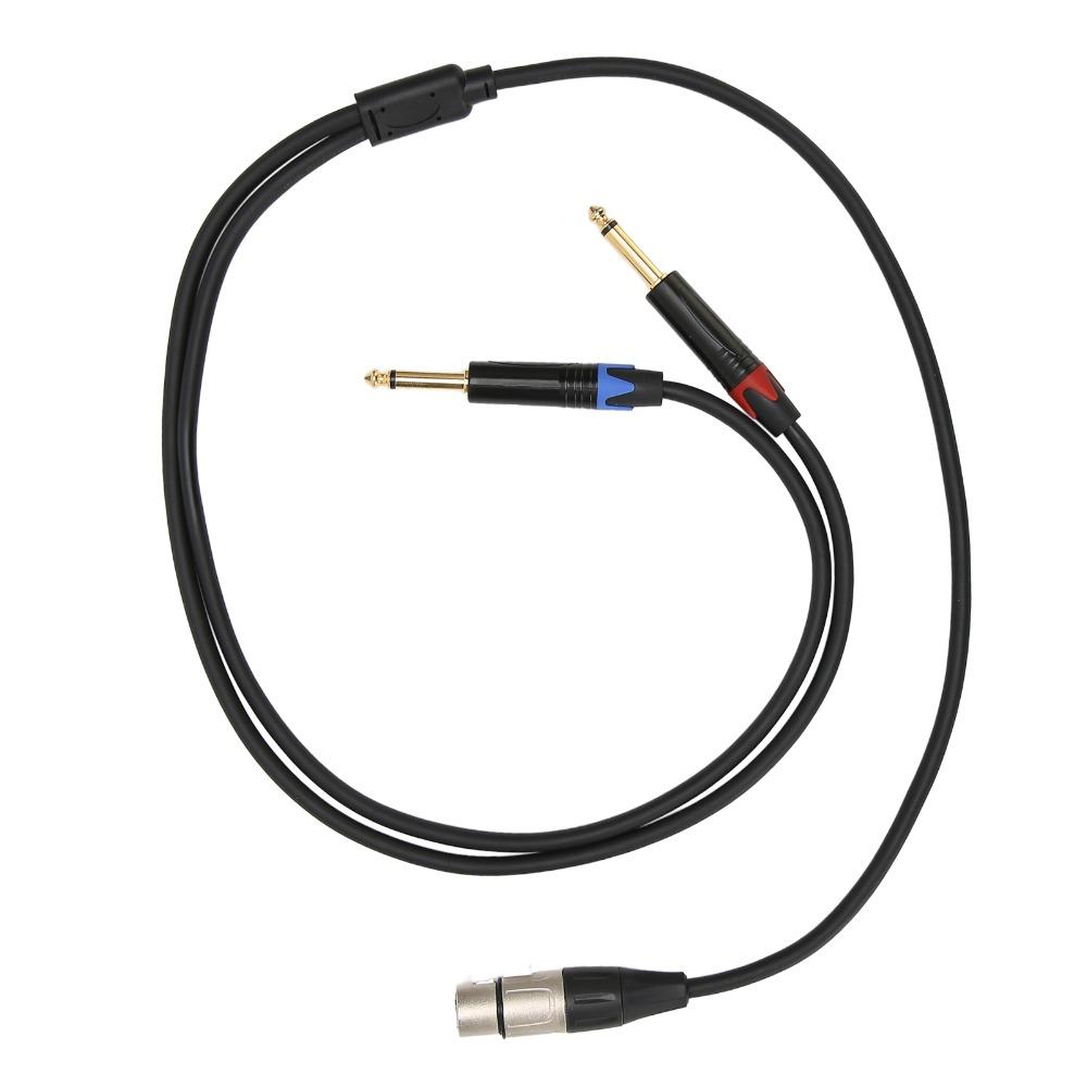 24K Gold Plated Dual 6.35mm Male To XLR Female Dual 1/4 Inch To XLR Cable  for Microphone