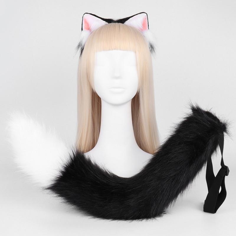 Plush Cat Ear Headband Tail Set Cosplay Anime Fans Adult Costume Accessory