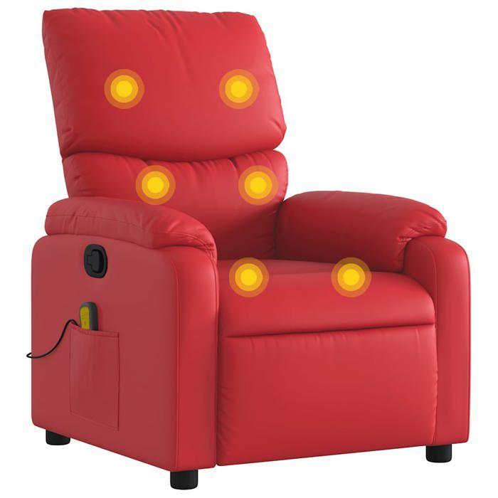 VidaXL Fauteuil de massage inclinable rouge similicuir 373446