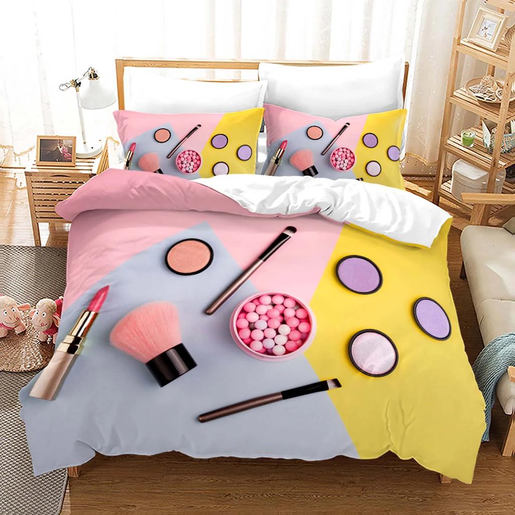 Nordic Cosmetic Fashion Girl Perfume Bedding Set Luxury Duvet Cover 200X200 Pink Bed Linen Bedclothes No Sheet Duvet Cover Bed